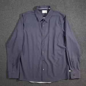 Camicia 7 Diamanti Uomo Blu Medio Prime 4 Vie Elasticizzata Bottoni Manica Lunga - Foto 1 di 9