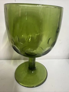 Vintage Bartlett Collins Avocado Green Glass Thumbprint 1 Goblet - Picture 1 of 1