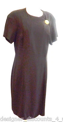 Vestido Ann Tjian para Kenar 2 Vintage Negro Botón Noche Cóctel Carrera Talla 12 Foto 1 de 4