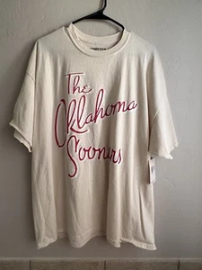 NWT Oklahoma Sooners T Shirt Mens Sz XL Cream Short Sleeve Cotton Crew Neck NCAA - Picture 1 of 6