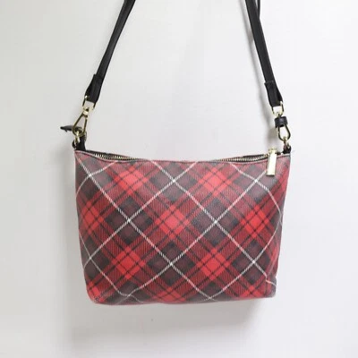 Steve Madden Plaid Crossbody Handbag S Red Plaid Vinyl Lined Purse Shoulder Bag - Image 1 of 4