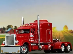 1/64 DCP RED PETERBILT 379 W/ 63" MID ROOF SLEEPER W/ WHALE TAIL - Picture 1 of 8