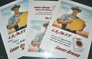 1947 LUCKY STRIKE cigarettes advertisements x3, tobacco farmer painting - Picture 1 of 4