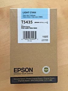 Genuine Epson Ink - T5435 LIGHT CYAN / PRO 4000 7600 9600 (INC VAT) BOXED - Picture 1 of 1