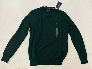 POLO RALPH LAUREN GREEN SLIM FIT MERINO WOOL SWEATER JUMPER SIZE S M XL NEW £179 - Picture 1 of 4