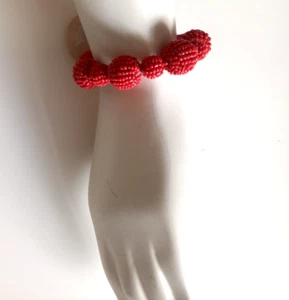 ATOLL BRACELET EXTENSIBLE (ELASTIQUÉ) SUKI BALL COLORIS ROUGE FONCÉ POUR FEMME - Picture 1 of 13