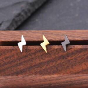 Extra Tiny Lightening Bolt Stud Earrings in Sterling Silver,Cute and Fun