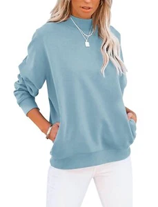 Women's Casual Long Sleeve Sweatshirt Tops Mock Turtleneck Lightweight Tunic ... - Picture 1 of 5
