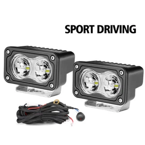 Sport WHITE Driving Light Beam 6500K 3" LED Cube Pods White Fog Lamp SUV &Wiring - Picture 1 of 15
