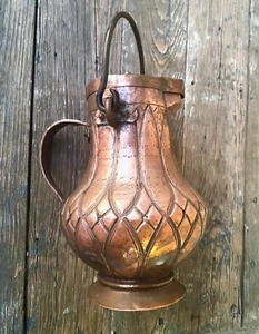 TETERA GRANDE DE COBRE MACIZO ANTIGUA EN RELIEVE HECHA A MANO MARTILLADA RÚSTICA TETERA - Imagen 1 de 16