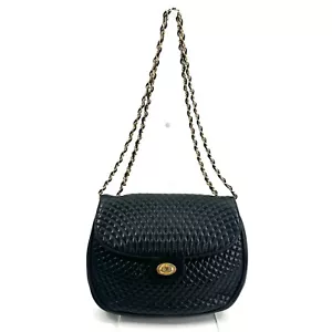 BALLY Chain Shoulder Bag Leather Black Gold Authentic - Picture 1 of 20