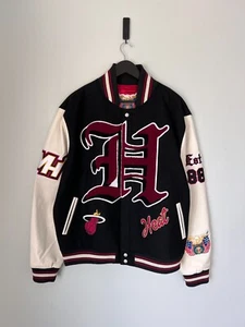 Jeff Hamilton Miami Heat Wool and Leather Varsity Jacket - Size Large - NEW - Picture 1 of 11