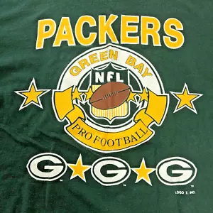 Vintage Single Stitch Green Bay Packer Pro Football NFL T-shirt Green XL Logo 7 - Picture 1 of 9