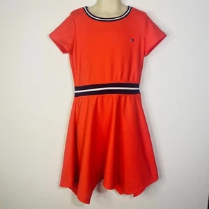 Tommy Hilfiger Girls Asymmetrical Coral Skirt Dress, Size Small 7 Pink - Picture 1 of 2