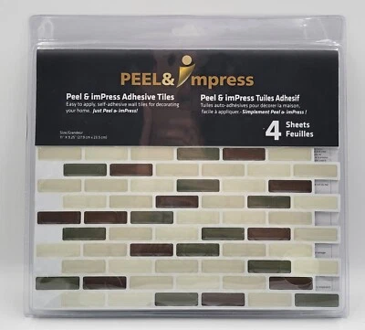 Peel and Impress Easy DIY Peel and Stick Adhesive Backsplash Tiles Brand New!  - Image 1 of 4