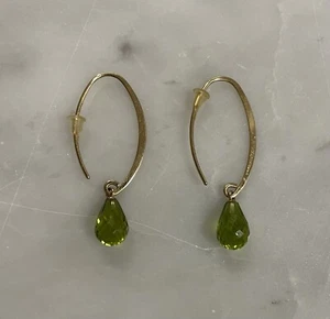Orecchini a cerchio placcati oro Rebecca Gioielli Made in Italy con goccia cristalli verdi - Foto 1 di 3
