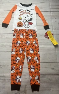 Peanuts Halloween Bats Snoopy Kids Pajamas Size 3T 2 Piece long pants Orange NWT - Picture 1 of 3