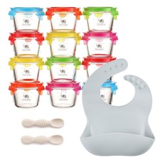  Borosilicate Glass Baby Food Storage Jars with Leakproof Lids