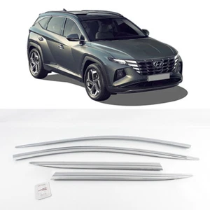 Chrome Window Visor Sun Rain Vent Guard D236 4P Set for Hyundai Tucson 2022+ - Picture 1 of 9