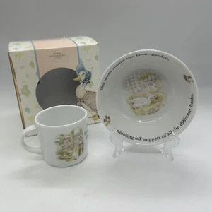 Wedgwood 2 Pc Set Jemima Puddle-Duck Bowl Mug Beatrix Potter Nursery Set Child - Picture 1 of 24