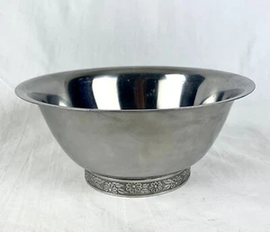 Vintage Stainless Steel Serving Bowl 7.5 inch Floral Pedestal Base Made in Japan - Picture 1 of 12