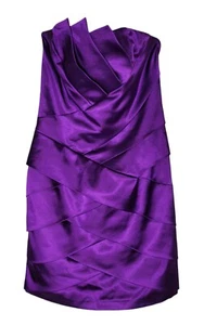 Vintage Jessica McClintock Jewel Tone Purple Strapless Satin Dress Prom Formal 4 - Picture 1 of 13