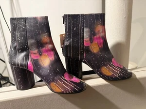 Maison MARGIELA raindrop PHOTO PRINT leather boots VG+ size 40 9-9.5 - Picture 1 of 3