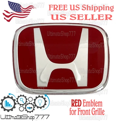 RED H Front Grille Emblem Type R Badge for Honda ODYSSEY 2004-2013 - Image 1 of 4