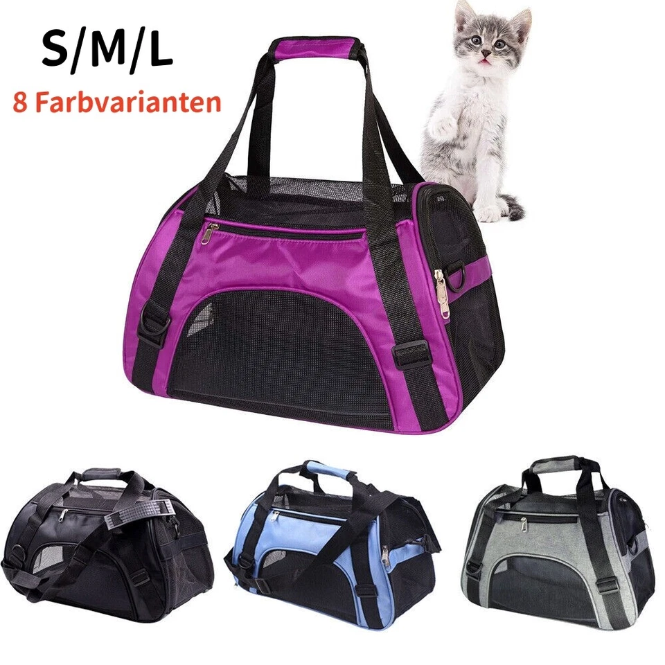 Hundetasche Hundebox mit Meshfenster, Katzentransportbox mit Kissen Multi-Style  - Bild 1 von 4