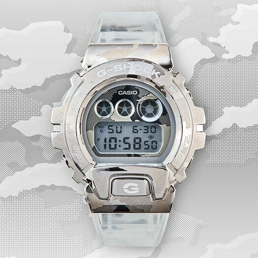 Casio G-SHOCK GM6900SCM Digital Metal Camo and Resin White Watch Gm6900scm-1