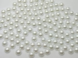 1000 Pure White Half Pearl Round Flatback Beads 6mm Imitation Pearls Scrapbook - Picture 1 of 5