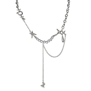 Irregular Star Pendant Necklace Y2k Beads Silver Metal Women's Design Collar Cha - Picture 1 of 7