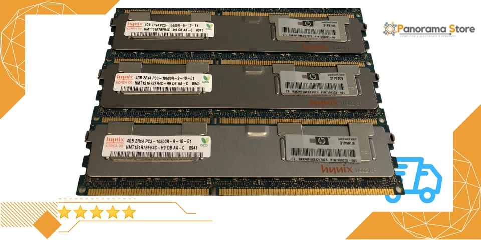 GENUINE - 4GB Hynix 2RX4 PC3-10600R-9-10-E1 REGISTERED ECC RAM Ref 6C UK SELLER - Image 1 of 1