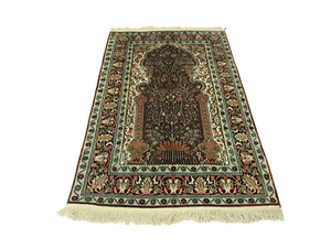 Vintage Oriental Arch 3' 1" x 5' 2" Hand Knotted Wool Silk Area Rug - Picture 1 of 6
