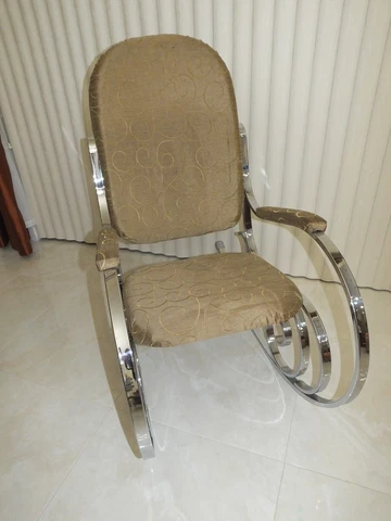 MIDCENTURY VINTAGE MODERN ROCKING CHAIR WITH CHROME - BEIGY GOLD Cover
