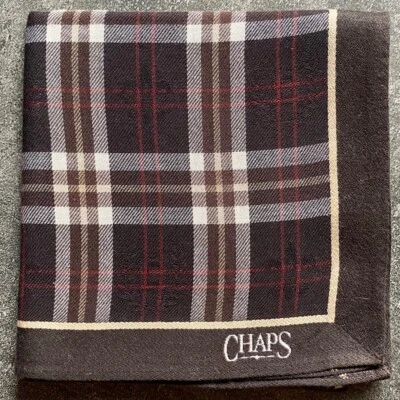 PAÑUELO VINTAGE HOMBRE MARRÓN CUADROS Y CUADROS BOLSILLO CUADRADO ALGODÓN 18" B0435 Foto 1 de 2