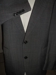 Abrigo deportivo de colección Hecho en EE. UU. gris negro panel ventana a cuadros 2 btn 41L - Imagen 1 de 7