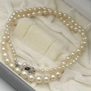 Collar de perlas Akoya 3,4–6,8 mm 17,7 pulgadas 14 g broche de plata blanco de Japón - Imagen 1 de 24