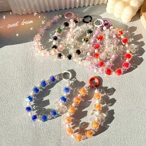 Plastic Girls Phone Strap Anti-lost Phone Chain Beaded Phone Charm Lanyard - Photo 1 sur 17