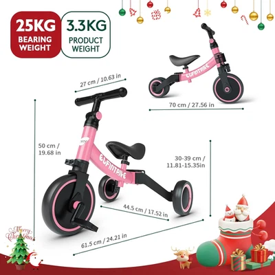 Bicicleta de Equilibrio para Niños Pequeños 1-5 Años, con Pedal Juguetes de Bicicleta para Niños,Portátil 3.3kg Foto 1 de 4