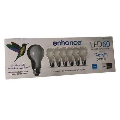 LED light Bulbs 6pk 60-Watt Equivalent Daylight (5000K) Dimmable, 8.8 watts - Image 1 of 3
