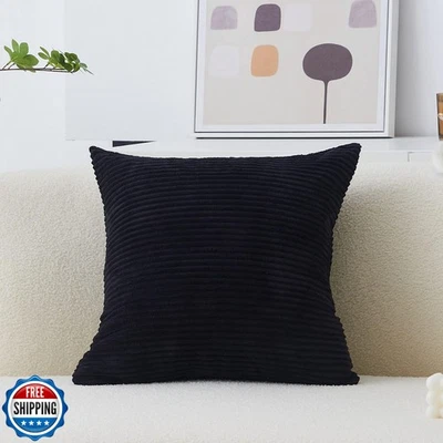 Almohada Euro Negra Brillante Hogar Falsa Grande Rayas Pana Euro Foto 1 de 4