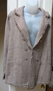 NWT CHICO’s Tweed Jacket Blazer Coat Fringe Metallic Thread XL, Sz. 3 Chicos  - Picture 1 of 7