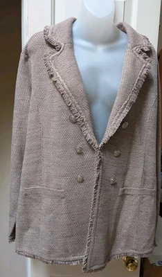 NWT CHICO’s Tweed Jacket Blazer Coat Fringe Metallic Thread XL, Sz. 3 Chicos  - Image 1 of 4