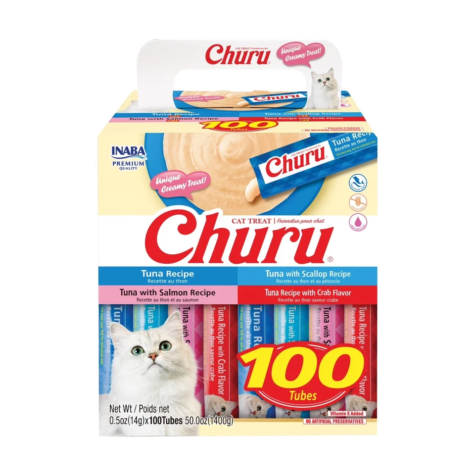 Churu Cat Treats Lickable Squeezable Creamy Purée w/Vitamin E 0.5oz 100Tubes - Image 1 of 4