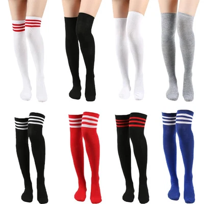 1 pieza Calcetines a Rayas Académicos Tres Barras Tubo Alto Rendimiento Muslo Largo Foto 1 de 4