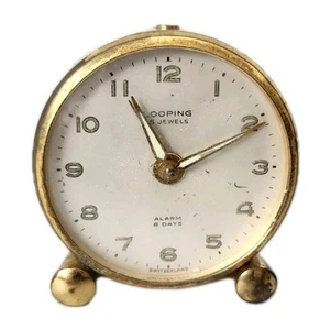 Reloj despertador de escritorio de latón de 8 días con bucle 15 joyas de colección suizo para necesidades de trabajo perilla de hora - Imagen 1 de 6