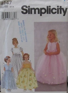 Simplicity 9143 Little Girls 6-7-8 Formal Gown Dress Flower Wedding Pattern UNCT - Picture 1 of 2