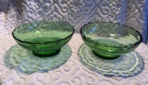 2 Green Glass Scalloped Bowl / Candle holder pair E.O. BRODY Cleveland Ohio USA - Picture 1 of 18