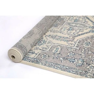 Marsala Medallion Ivory Grey Traditional Rug Runner 80x300cm **FREE DELIVERY** - Bild 1 von 4